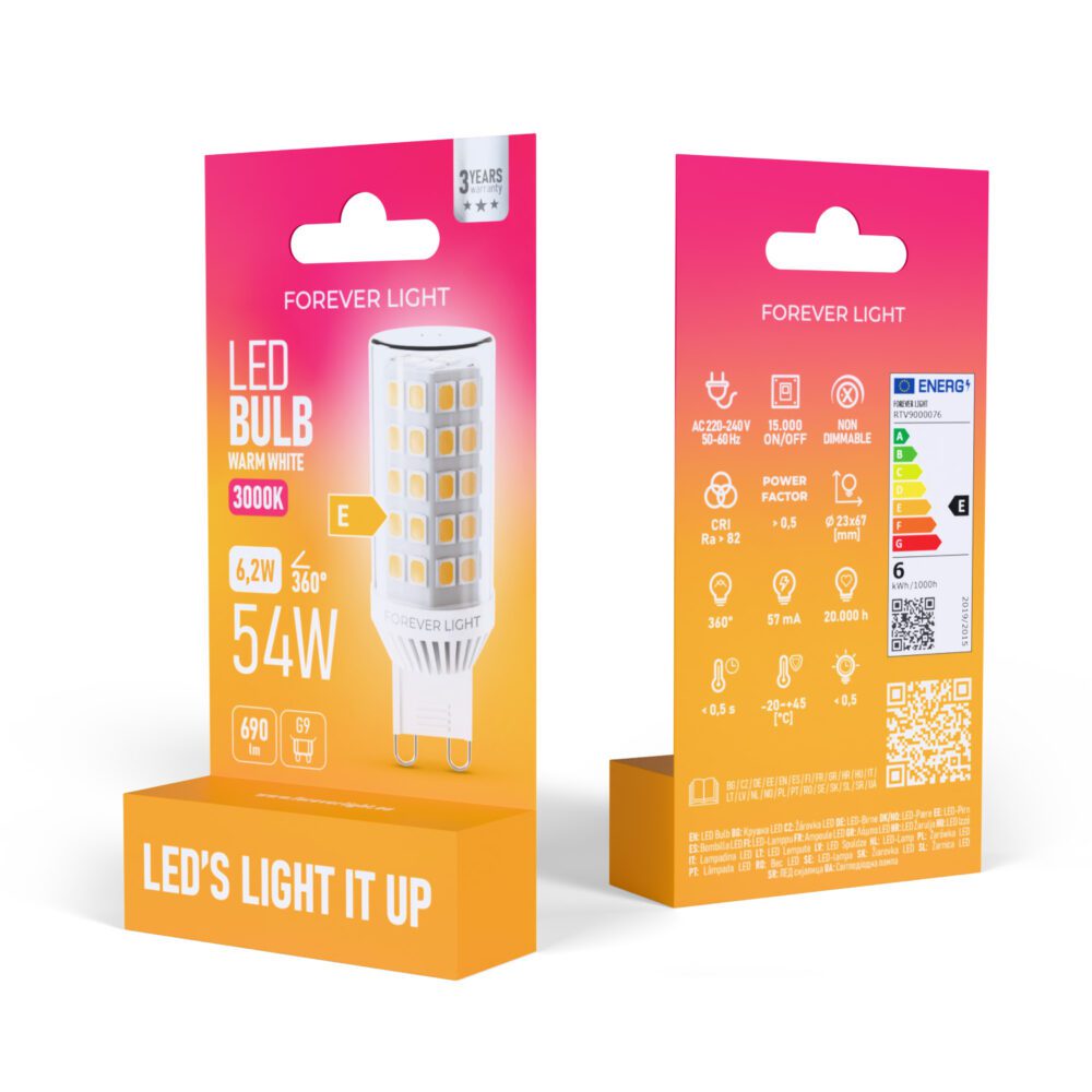 471377_oryg Forever Light LED Bulb G9 6.2W 690lm 3000K ceramic class E