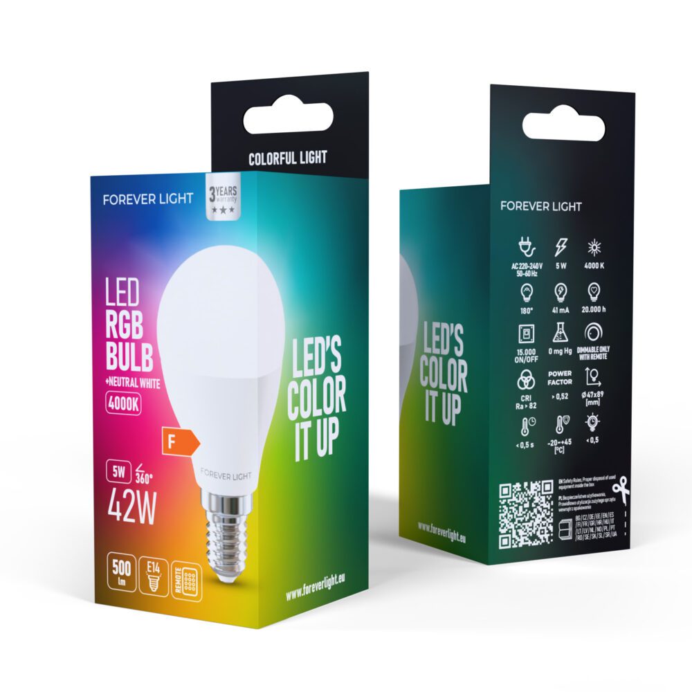 471385_oryg Forever Light LED Bulb RGB E14 G45 5W 500lm 4000K class F