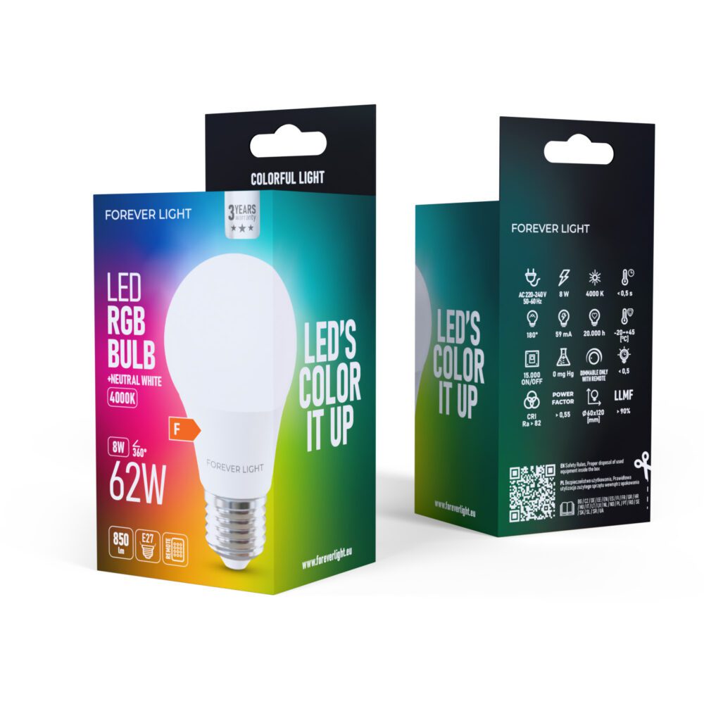 471388_oryg Forever Light LED Bulb RGB E27 A60 8W 850lm 4000K class F