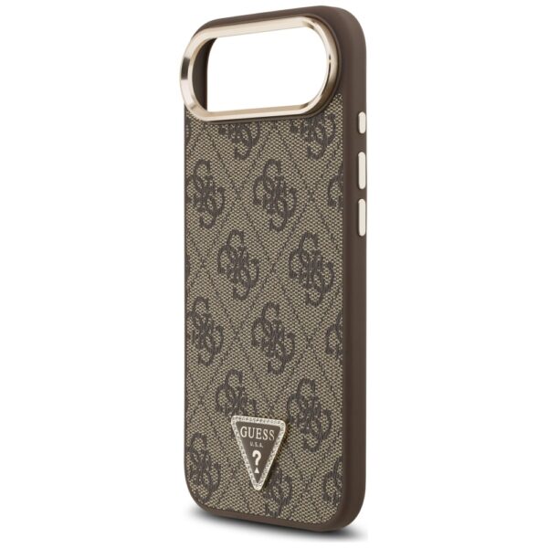 Guess Case Magsafe 4G PU Leather Case With Triangle Logo And Gold Metal Camera Frame For iPhone 17 Air Black