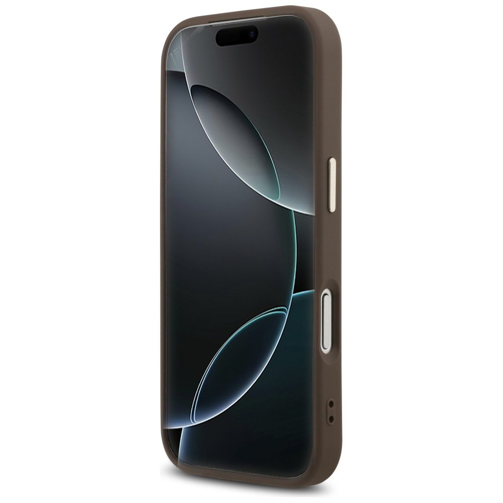 Guess Case Magsafe 4G PU Leather Case With Triangle Logo And Gold Metal Camera Frame For iPhone 17 Pro Black