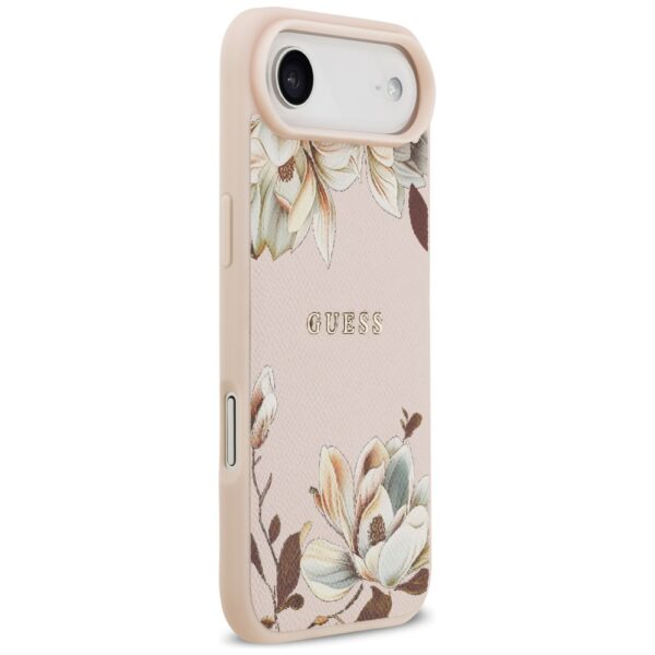 Guess Case Magsafe Grained PU Case With Printed Flower Pattern For iPhone 17 Air Pink