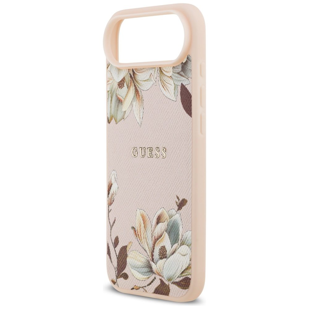 Guess Case Magsafe Grained PU Case With Printed Flower Pattern For iPhone 17 Air Pink