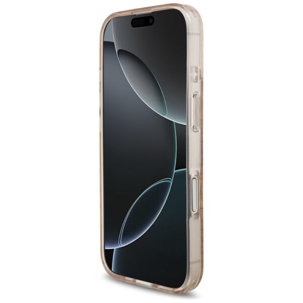 Guess Case Magsafe IML Case Flowers Electroplated Allover With Beads Strap For iPhone 17 Pink