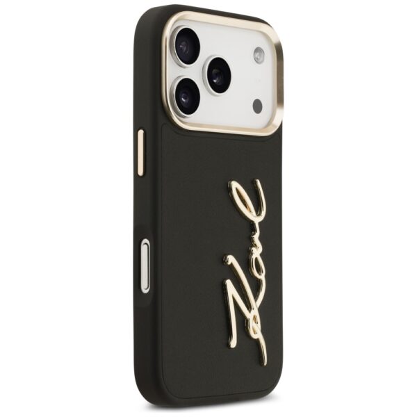 Karl Lagerfeld case PU leather case with Karl script logo and metal camera buttons for iPhone 17 Pro beige