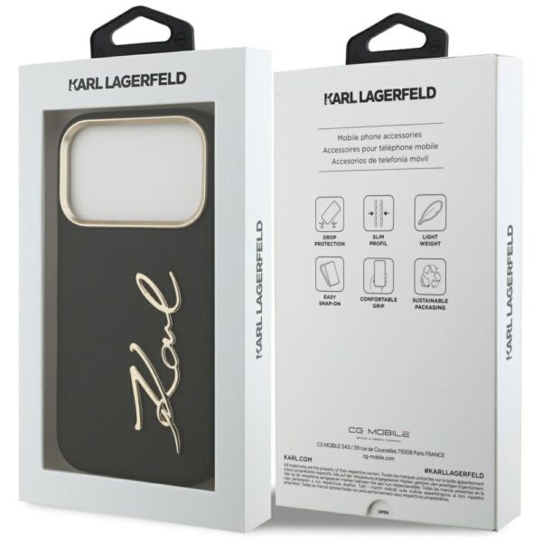 Karl Lagerfeld case PU leather case with Karl script logo and metal camera buttons for iPhone 17 Pro beige