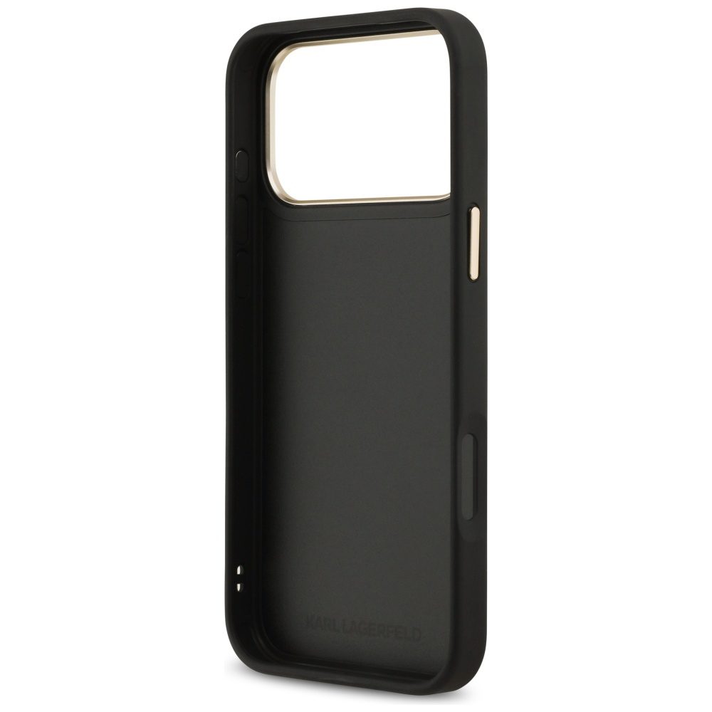 473591_oryg Karl Lagerfeld case PU leather case with Karl script logo and metal camera buttons for iPhone 17 Pro Max beige