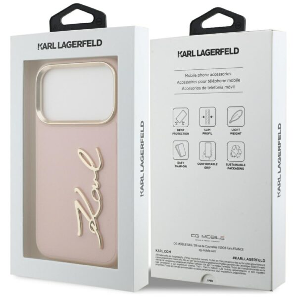 Karl Lagerfeld case PU leather case with Karl script logo and metal camera buttons for iPhone 17 Pro black