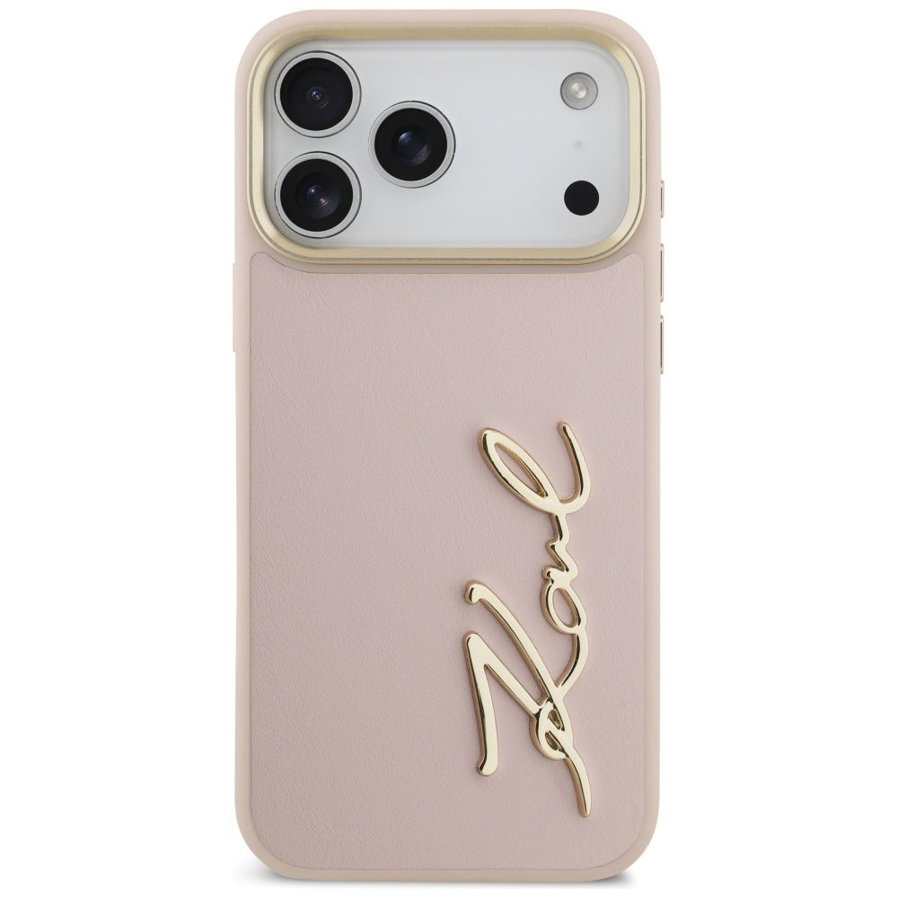 473603_oryg Karl Lagerfeld case PU leather case with Karl script logo and metal camera buttons for iPhone 17 Pro Max black