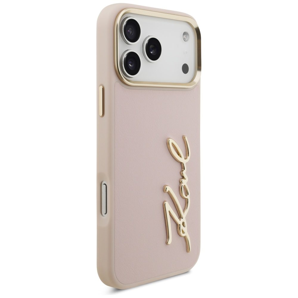 473604_oryg Karl Lagerfeld case PU leather case with Karl script logo and metal camera buttons for iPhone 17 Pro Max black