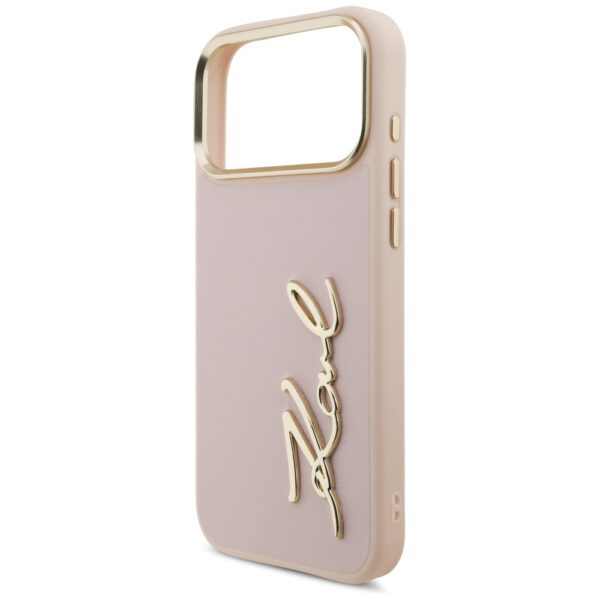 Karl Lagerfeld case PU leather case with Karl script logo and metal camera buttons for iPhone 17 Pro Max black