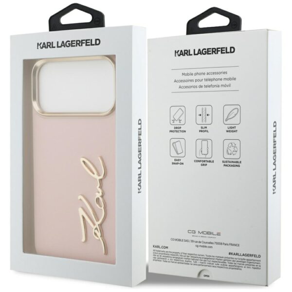 Karl Lagerfeld case PU leather case with Karl script logo and metal camera buttons for iPhone 17 Pro Max black