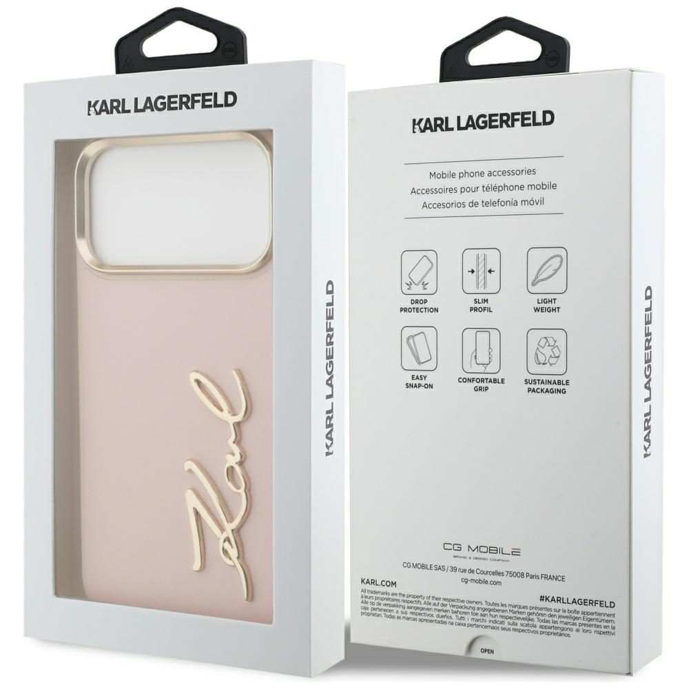 473608_oryg Karl Lagerfeld case PU leather case with Karl script logo and metal camera buttons for iPhone 17 Pro Max black