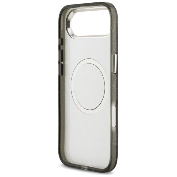 Karl Lagerfeld case Magsafe IML glitter case metal camera frame and buttons Karl and Choupette heads on KL repeated logo for iPhone 17 Air PUrple