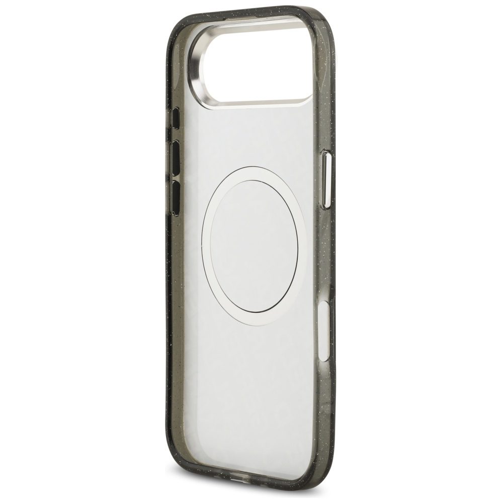 Karl Lagerfeld case Magsafe IML glitter case metal camera frame and buttons Karl and Choupette heads on KL repeated logo for iPhone 17 Air PUrple