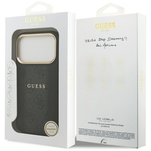Guess case for iPhone 17 Pro HC MAGSAFE PU W/ 4G PU STRIPE black