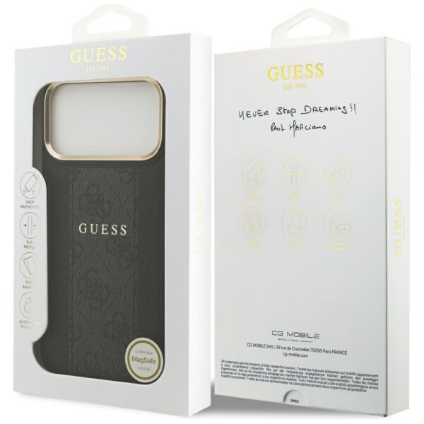 Guess case for iPhone 17 Pro Max HC MAGSAFE PU W/ 4G PU STRIPE black