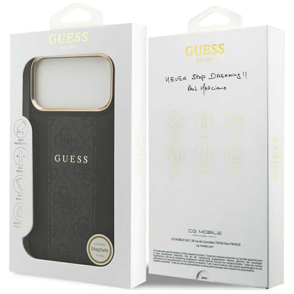 Guess case for iPhone 17 Pro Max HC MAGSAFE PU W/ 4G PU STRIPE black