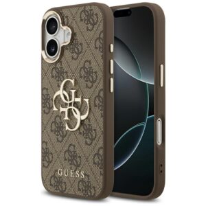 Guess case for iPhone 17 HC 4G PU W/ BIG 4G CLASSIC LOGO GD brown