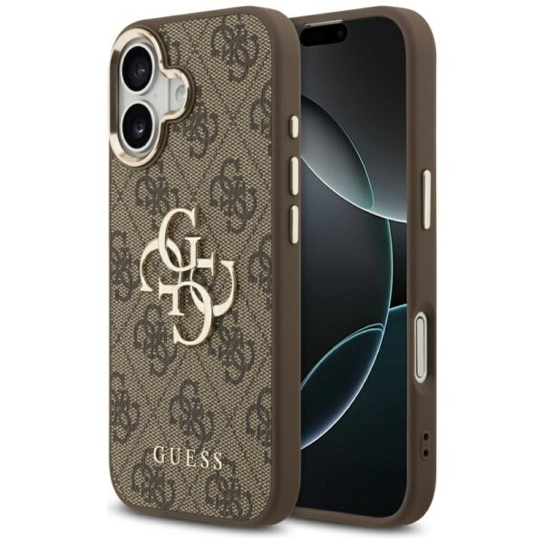 Guess case for iPhone 17 HC 4G PU W/ BIG 4G CLASSIC LOGO GD brown