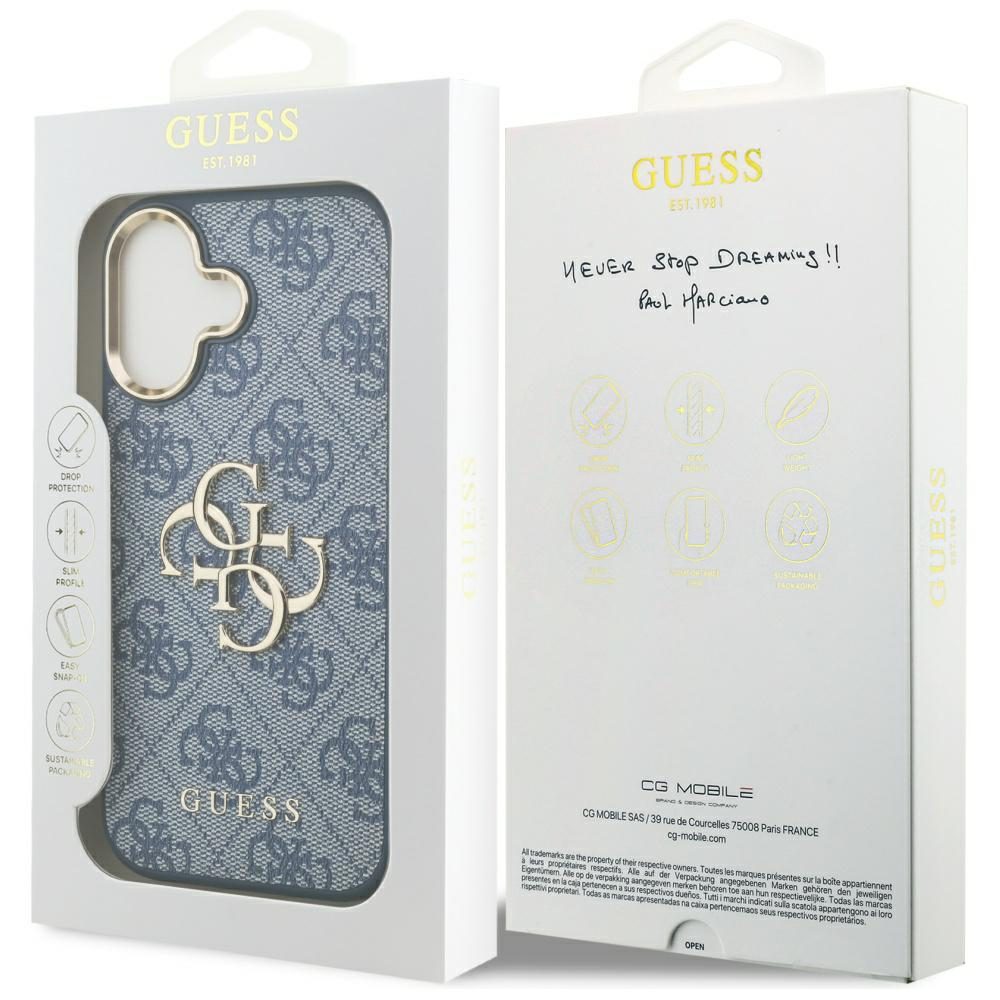 Guess case for iPhone 17 HC 4G PU W/ BIG 4G CLASSIC LOGO GD blue