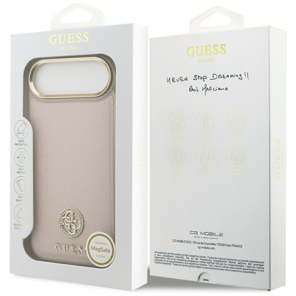 473869_oryg Guess Grained Strass Logo MagSafe case for iPhone Air pink