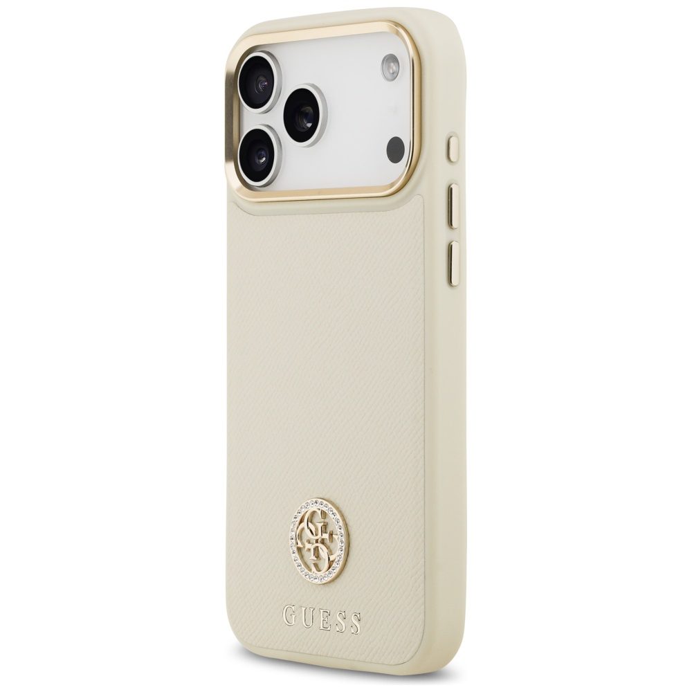 Guess Grained Strass Logo MagSafe case for iPhone 17 Pro Max beige