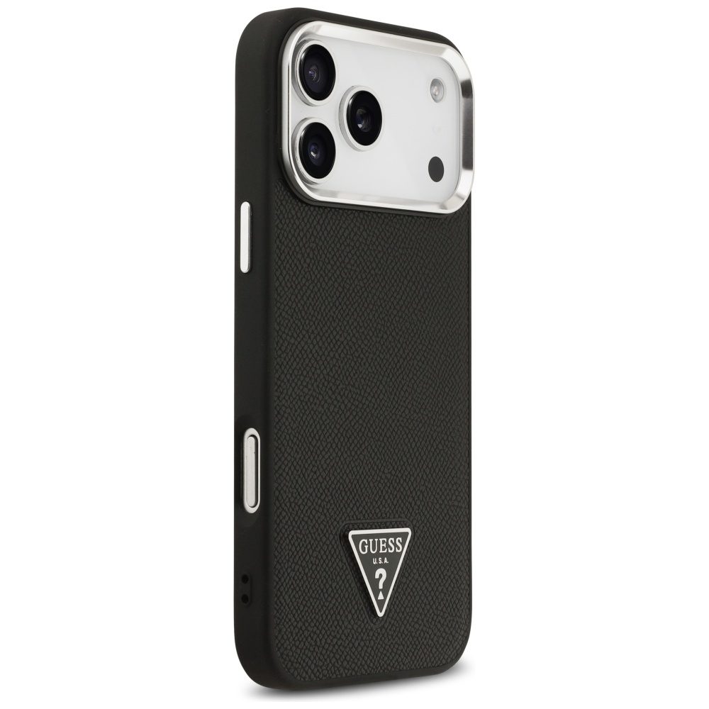 Guess Grained Triangle Logo MagSafe case for iPhone 17 Pro Max black