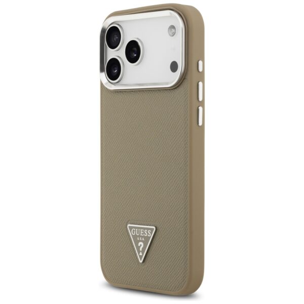 Guess Grained Triangle Logo MagSafe case for iPhone 17 Pro brown