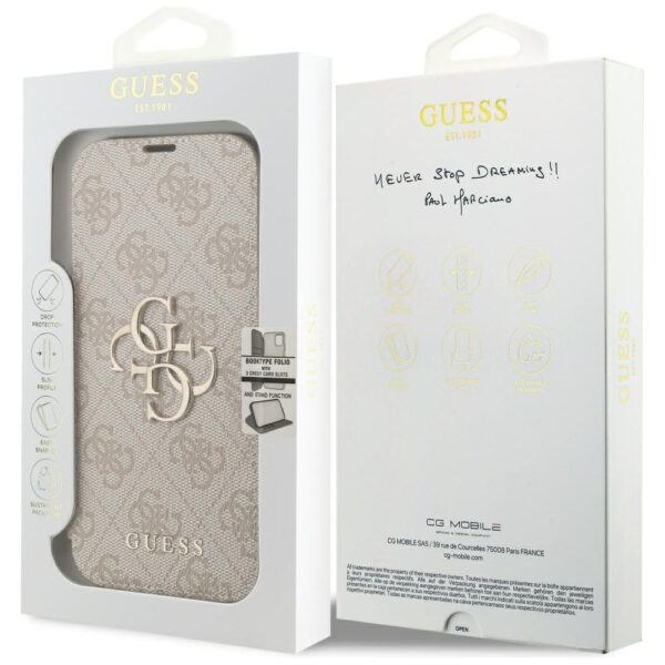 473980_oryg Guess Book 4G Metal Logo case for iPhone 17 Pro pink