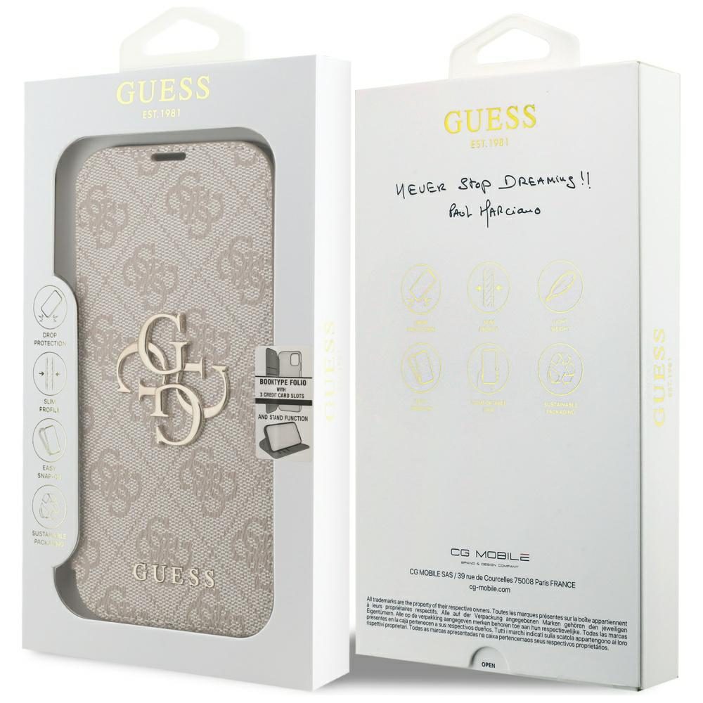 473980_oryg Guess Book 4G Metal Logo case for iPhone 17 Pro pink