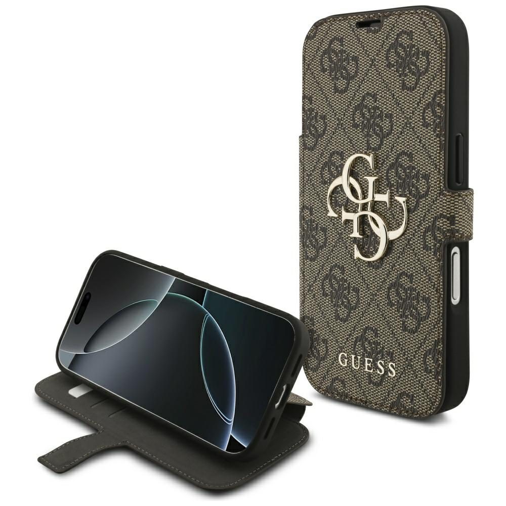 473981_oryg Guess Book 4G Metal Logo case for iPhone 17 Pro brown