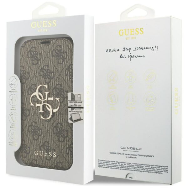 473987_oryg Guess Book 4G Metal Logo case for iPhone 17 Pro brown