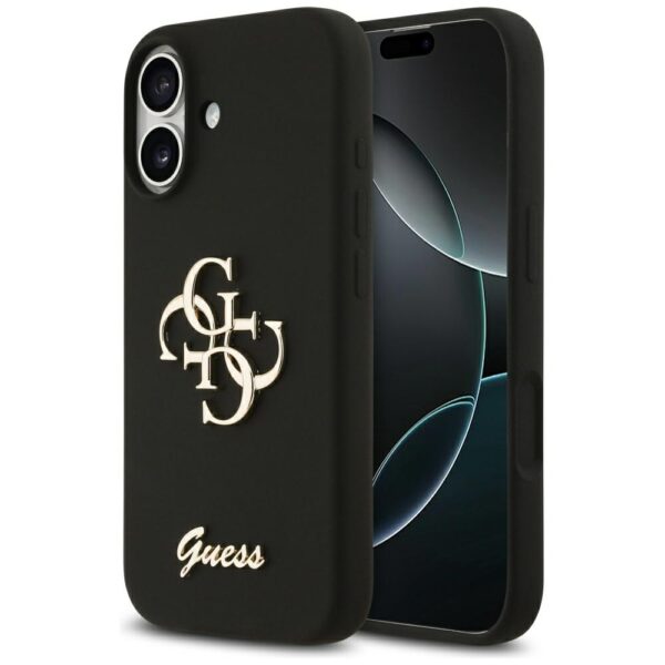 Guess Silicone Big 4G Script case for iPhone 17 black