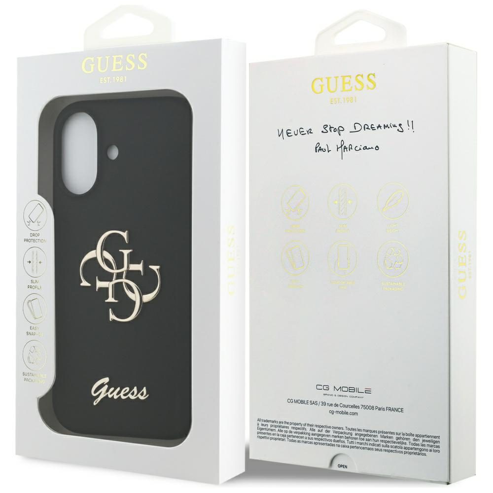 Guess Silicone Big 4G Script case for iPhone 17 black