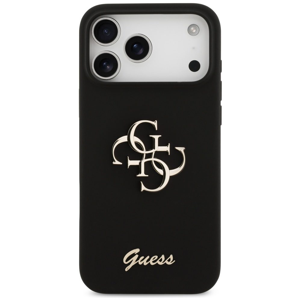 474021_oryg Guess Silicone Big 4G Script case for iPhone 17 Pro Max black