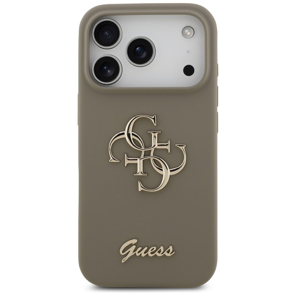 Guess Silicone Big 4G Script case for iPhone 17 Pro brown