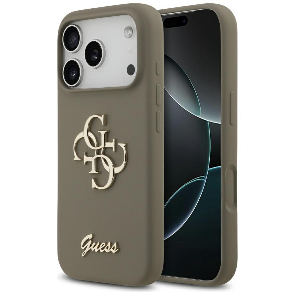 474051_oryg Guess Silicone Big 4G Script case for iPhone 17 Pro Max brown