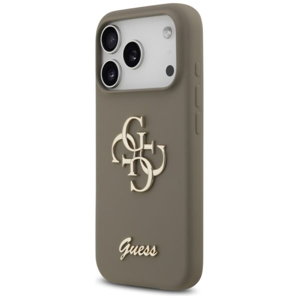 474052_oryg Guess Silicone Big 4G Script case for iPhone 17 Pro Max brown