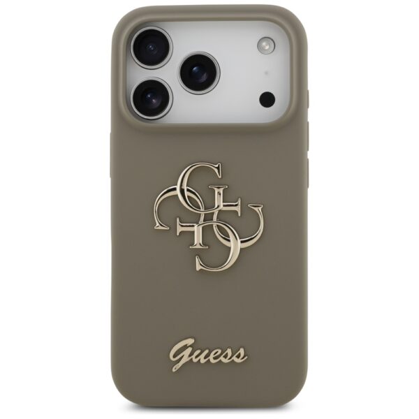474053_oryg Guess Silicone Big 4G Script case for iPhone 17 Pro Max brown