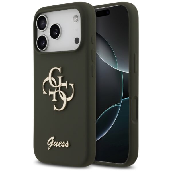 474059_oryg Guess Silicone Big 4G Script case for iPhone 17 Pro khaki