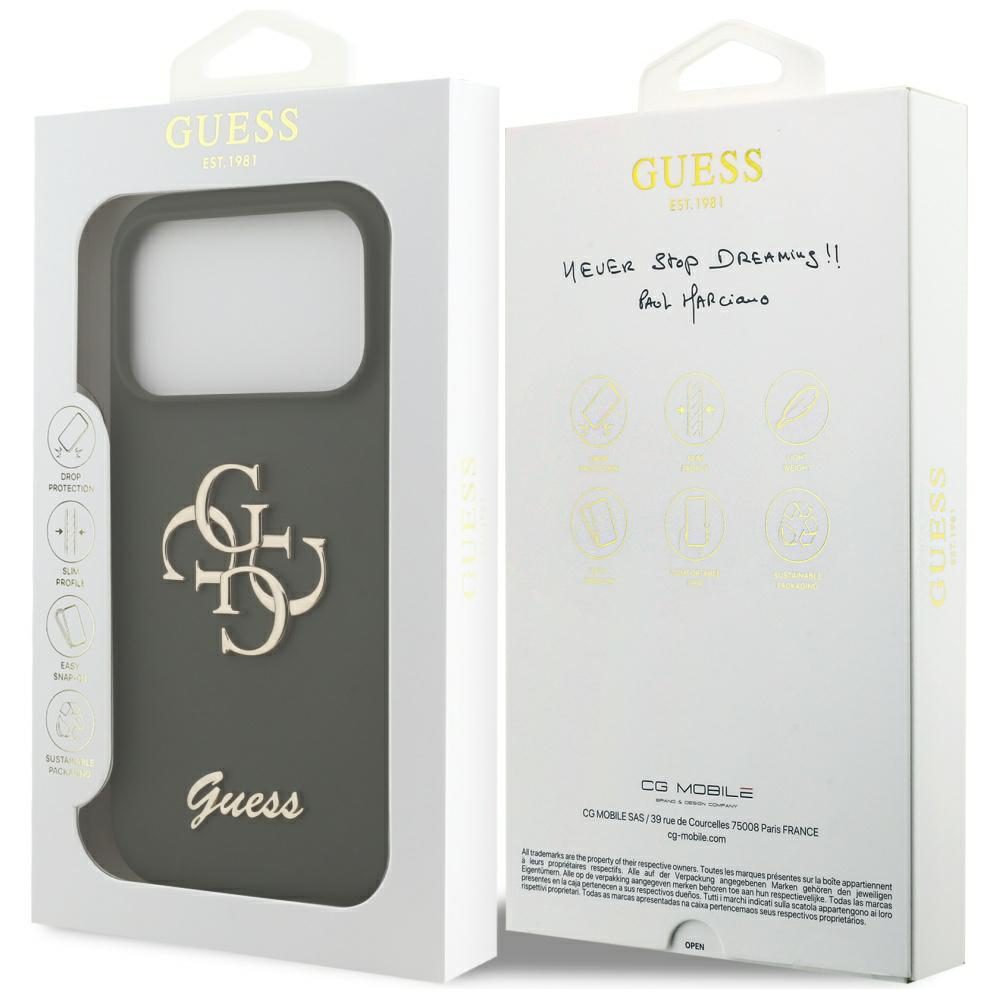 474066_oryg Guess Silicone Big 4G Script case for iPhone 17 Pro khaki
