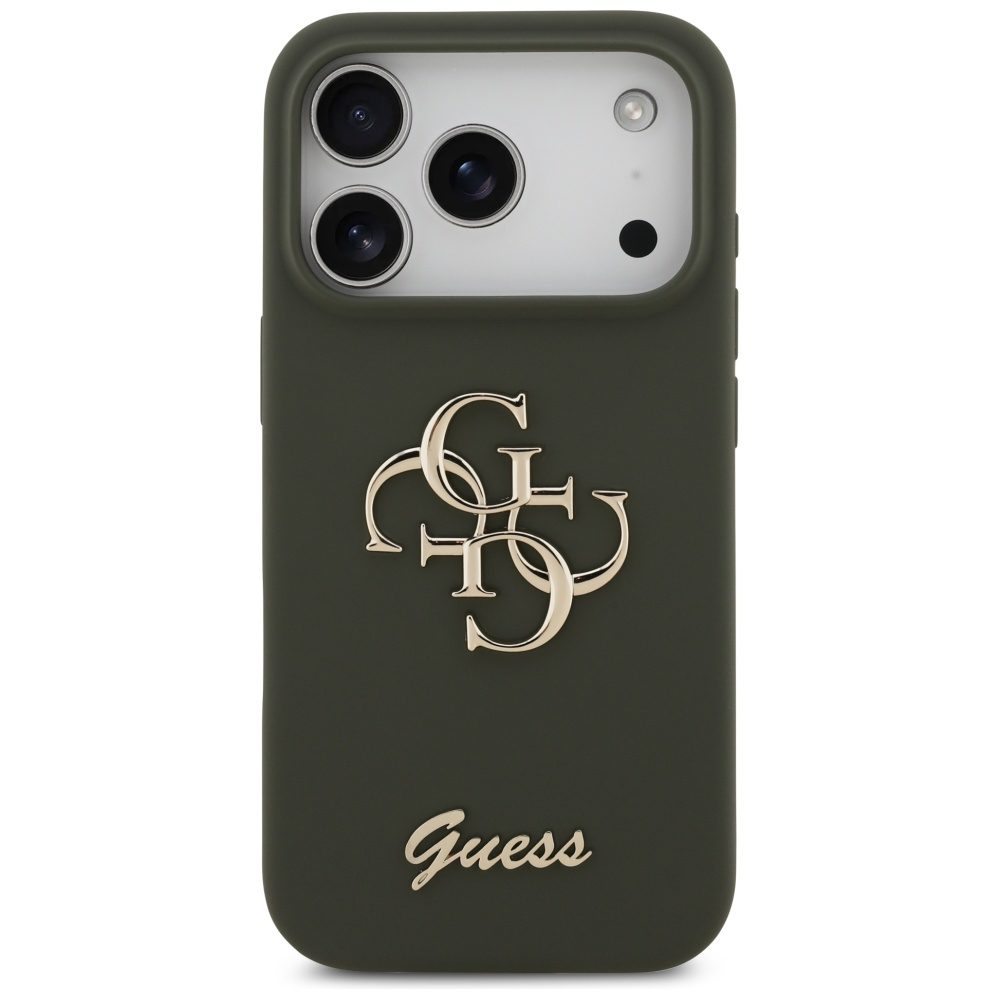 474069_oryg Guess Silicone Big 4G Script case for iPhone 17 Pro Max khaki