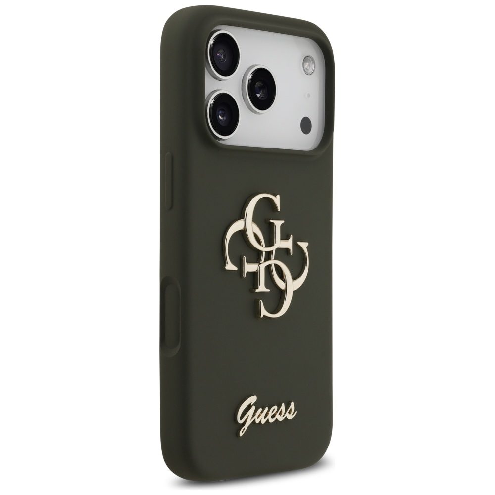 474070_oryg Guess Silicone Big 4G Script case for iPhone 17 Pro Max khaki