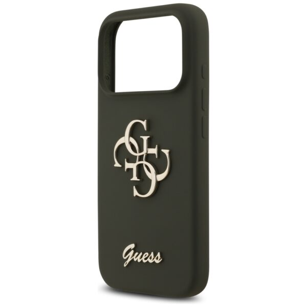 474072_oryg Guess Silicone Big 4G Script case for iPhone 17 Pro Max khaki