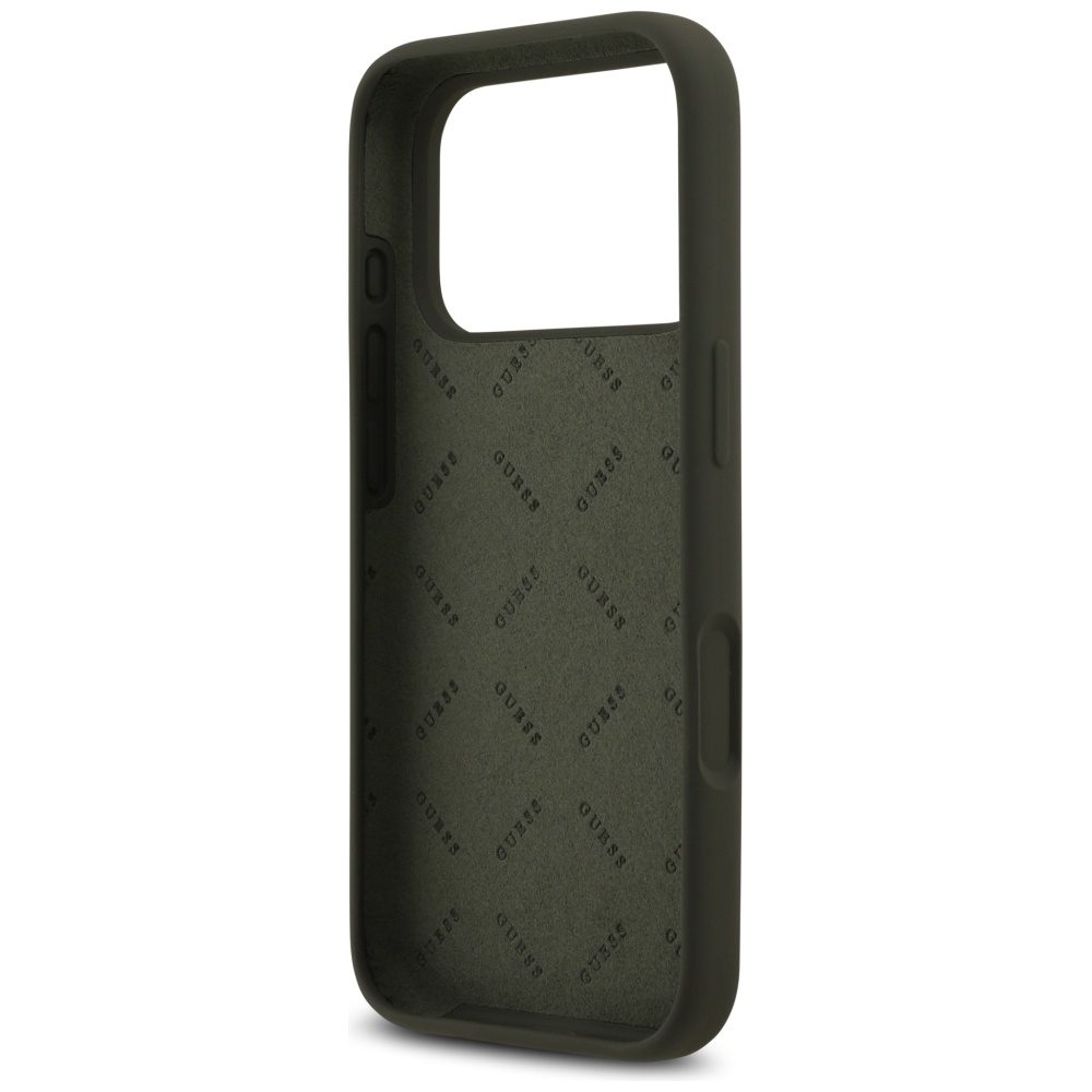 474073_oryg Guess Silicone Big 4G Script case for iPhone 17 Pro Max khaki