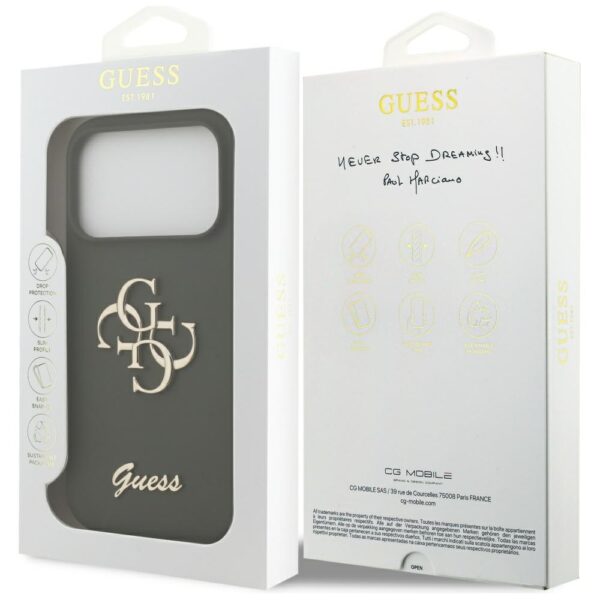 474074_oryg Guess Silicone Big 4G Script case for iPhone 17 Pro Max khaki