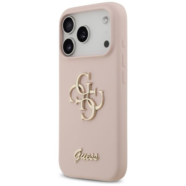 474084_oryg Guess Silicone Big 4G Script case for iPhone 17 Pro pink