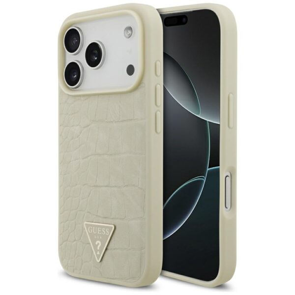 474099_oryg Guess Croco Triangle Logo MagSafe case for iPhone 17 Pro gold
