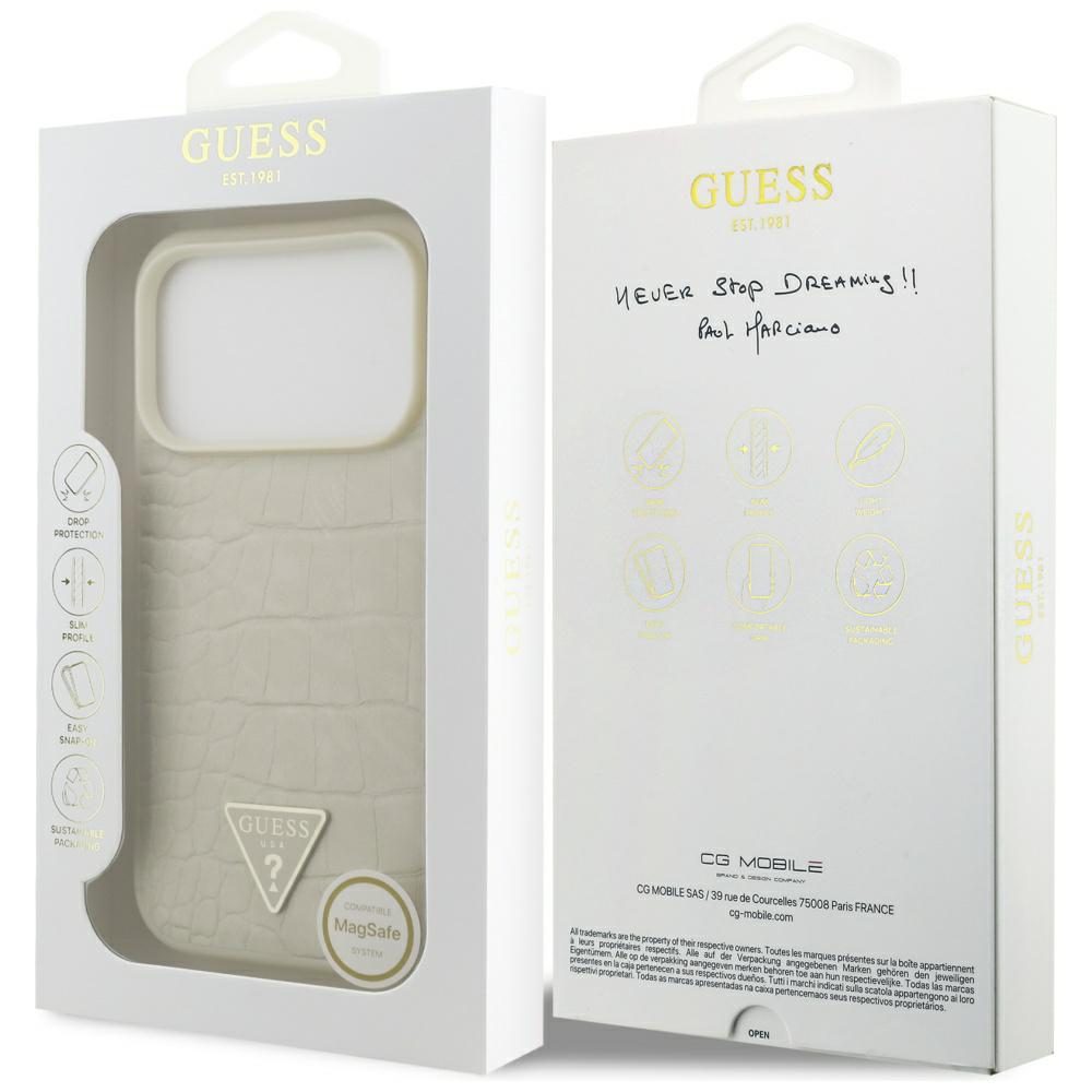 474106_oryg Guess Croco Triangle Logo MagSafe case for iPhone 17 Pro gold